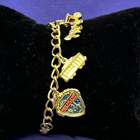 New Orleans Themed Gold-Tone Charm Bracelet - Picture 4 of 14